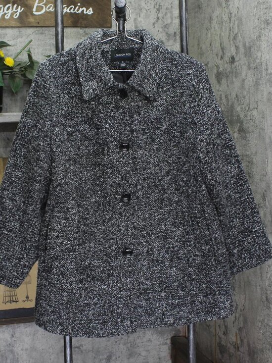 London Fog Jackets & Blazers - London Fog Textured Button-Front Short Jacket Black / Gray Multi 1X